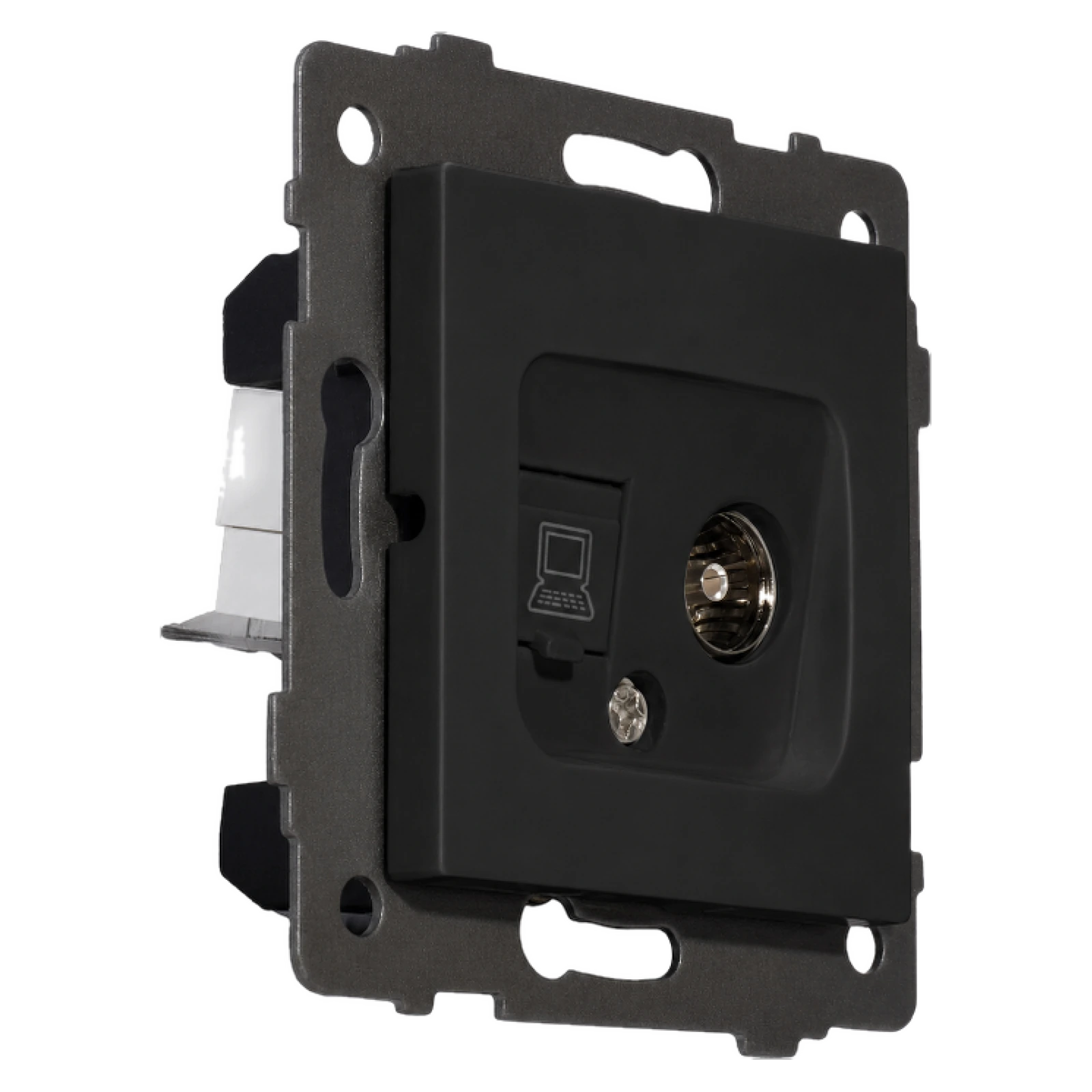Розетка RJ45 (cat 5e) + TV чёрная
