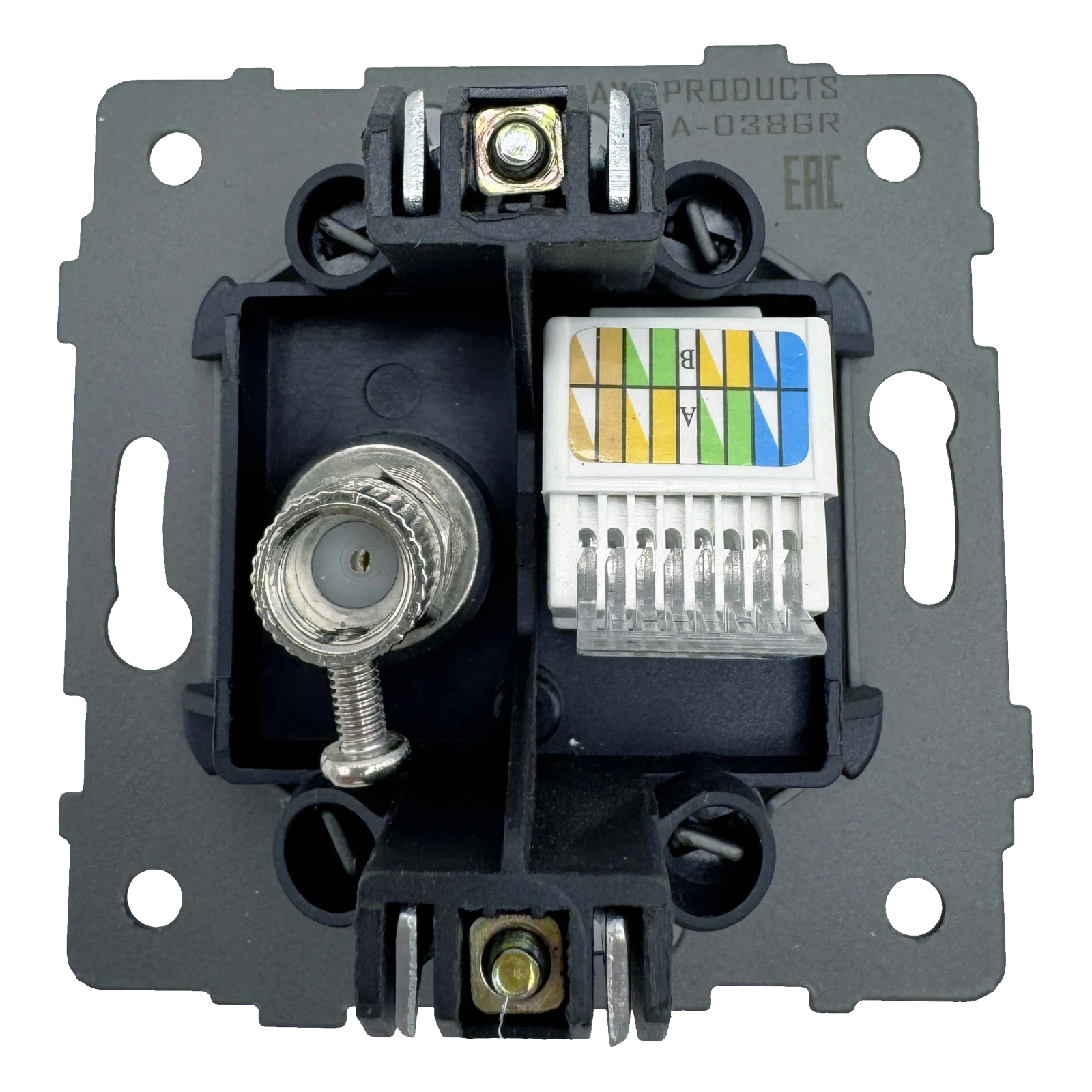 Розетка RJ45 + TV серая