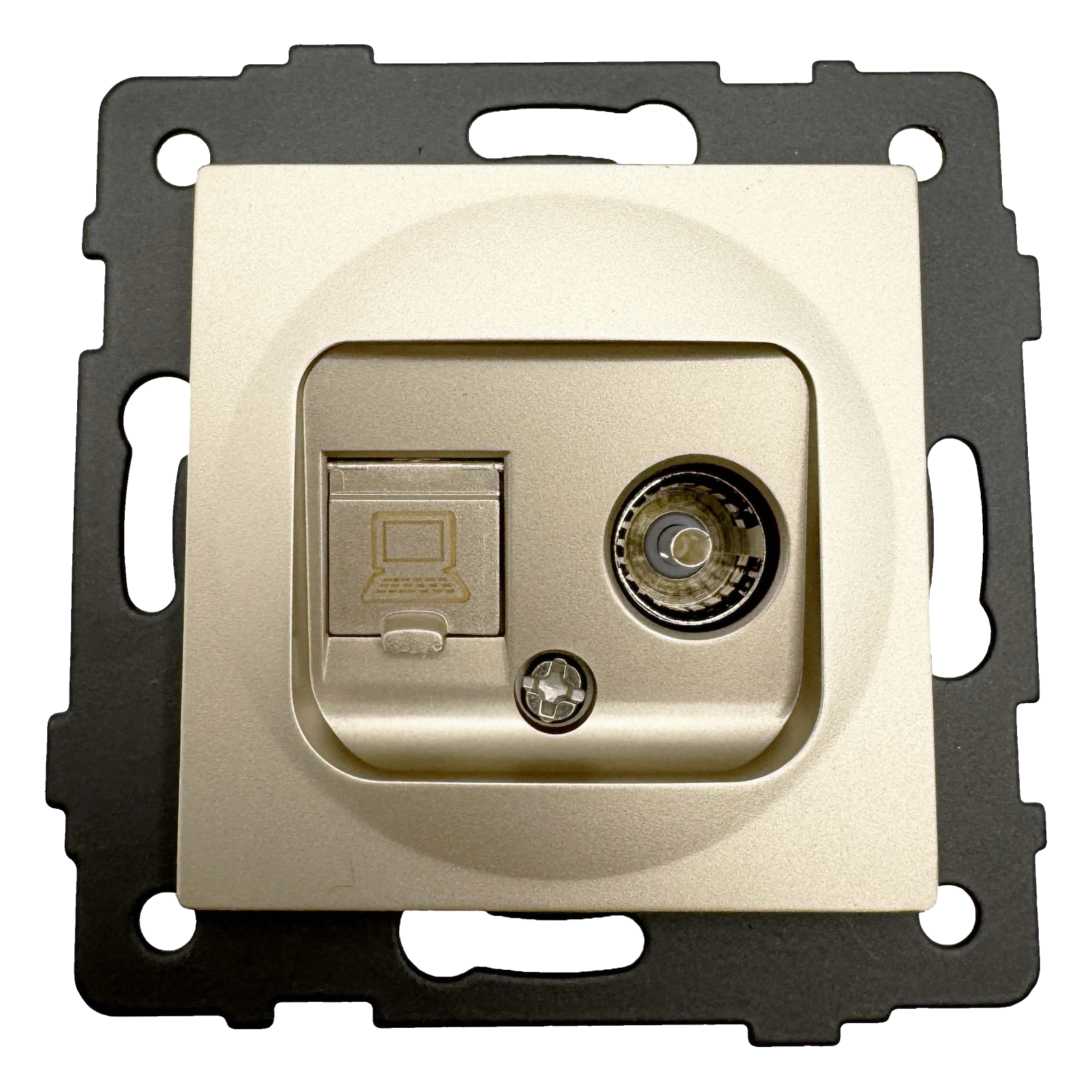 Розетка RJ45 (cat 5e) + TV золото