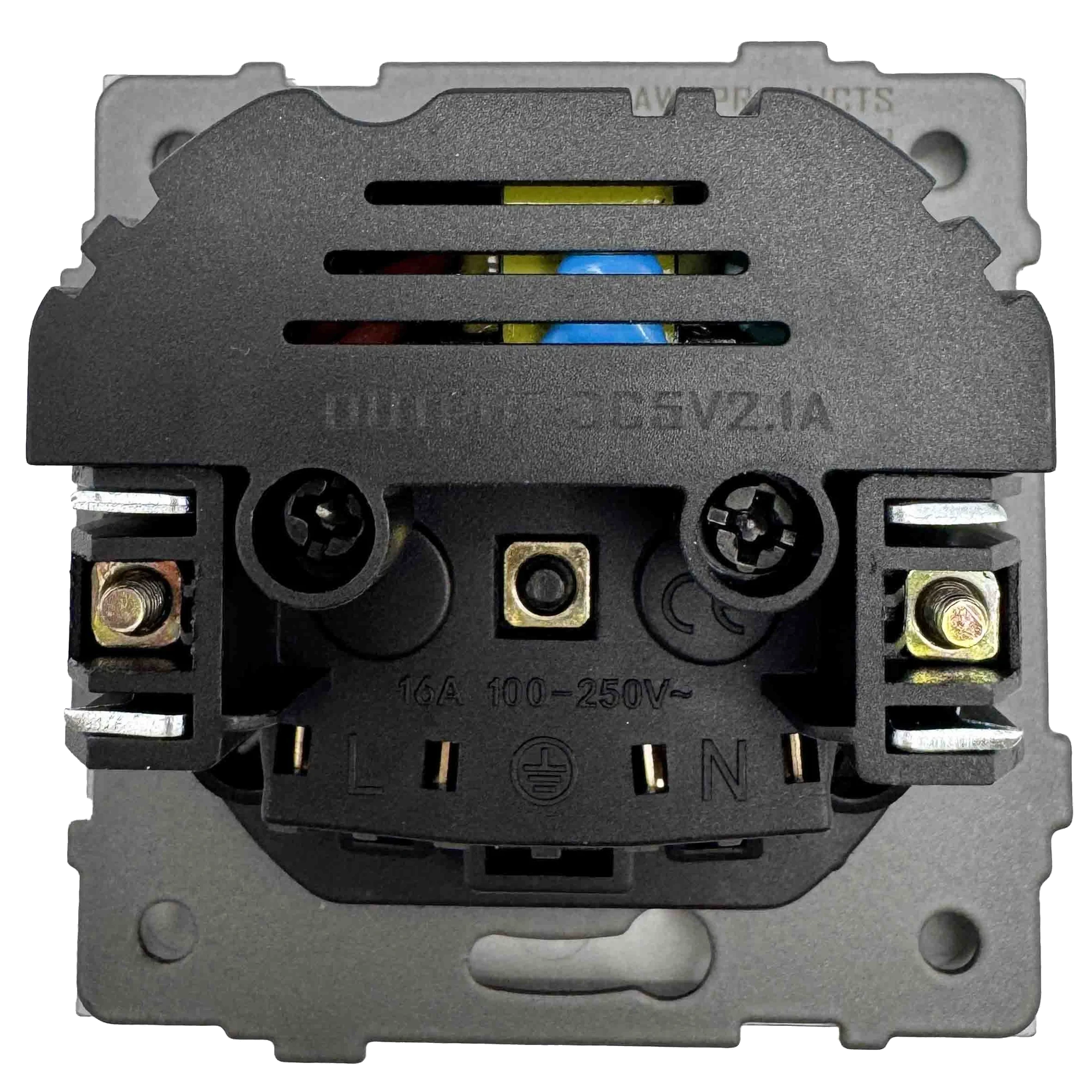 Розетка 1-я с/з с шторками с USB и TYPE C (5В, 2.1А) чёрная