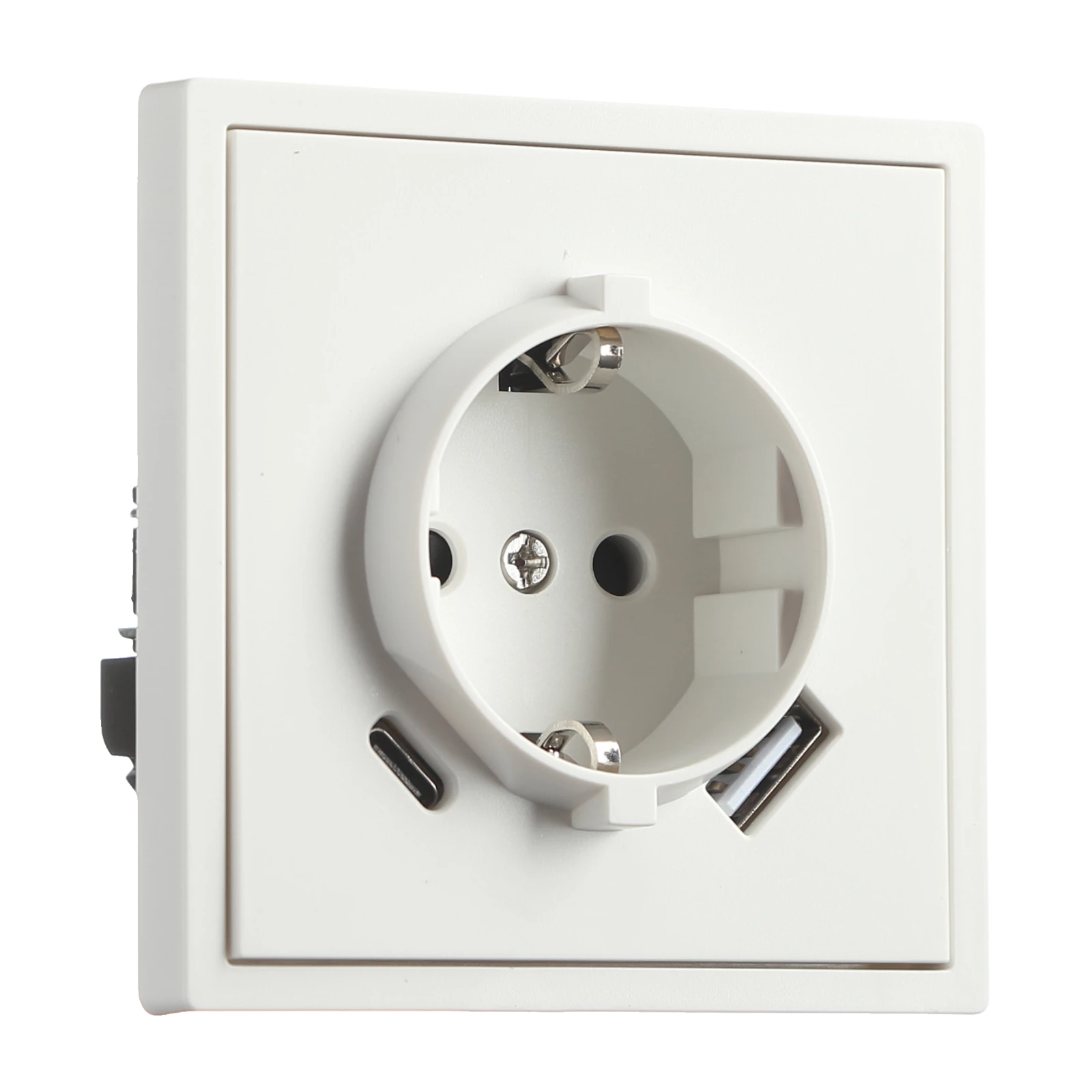Розетка 1-я с/з с шторками с USB и TYPE C (5В, 2.1А) белая