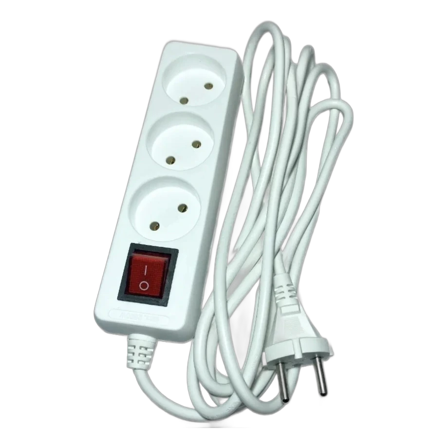 Удлинитель бытовой 3гн. 5м б/з с выкл. ПВС 2x0,75mm2